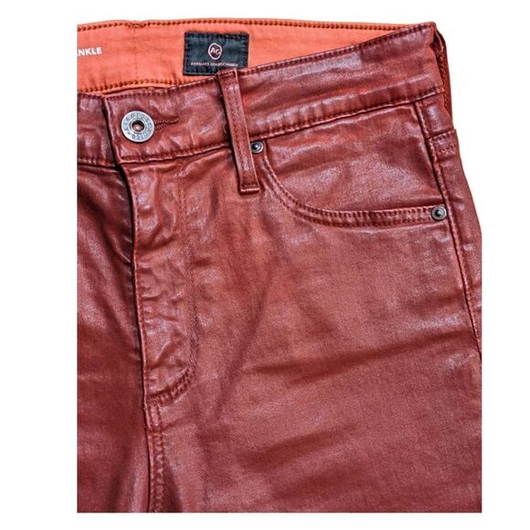 AG Adriano Goldschmied The Farrah Skinny Ankle High-Rise Red Coated Jeans 26R - Picture 4 of 8